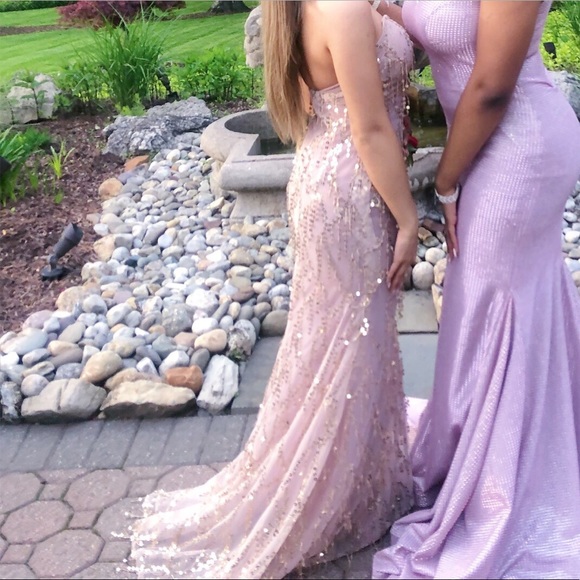 LAVENDERISH BEDAZZLED FLOOR LENGTH PROM DRESS CUSTOM MADE ORIGINAL - Picture 8 of 8